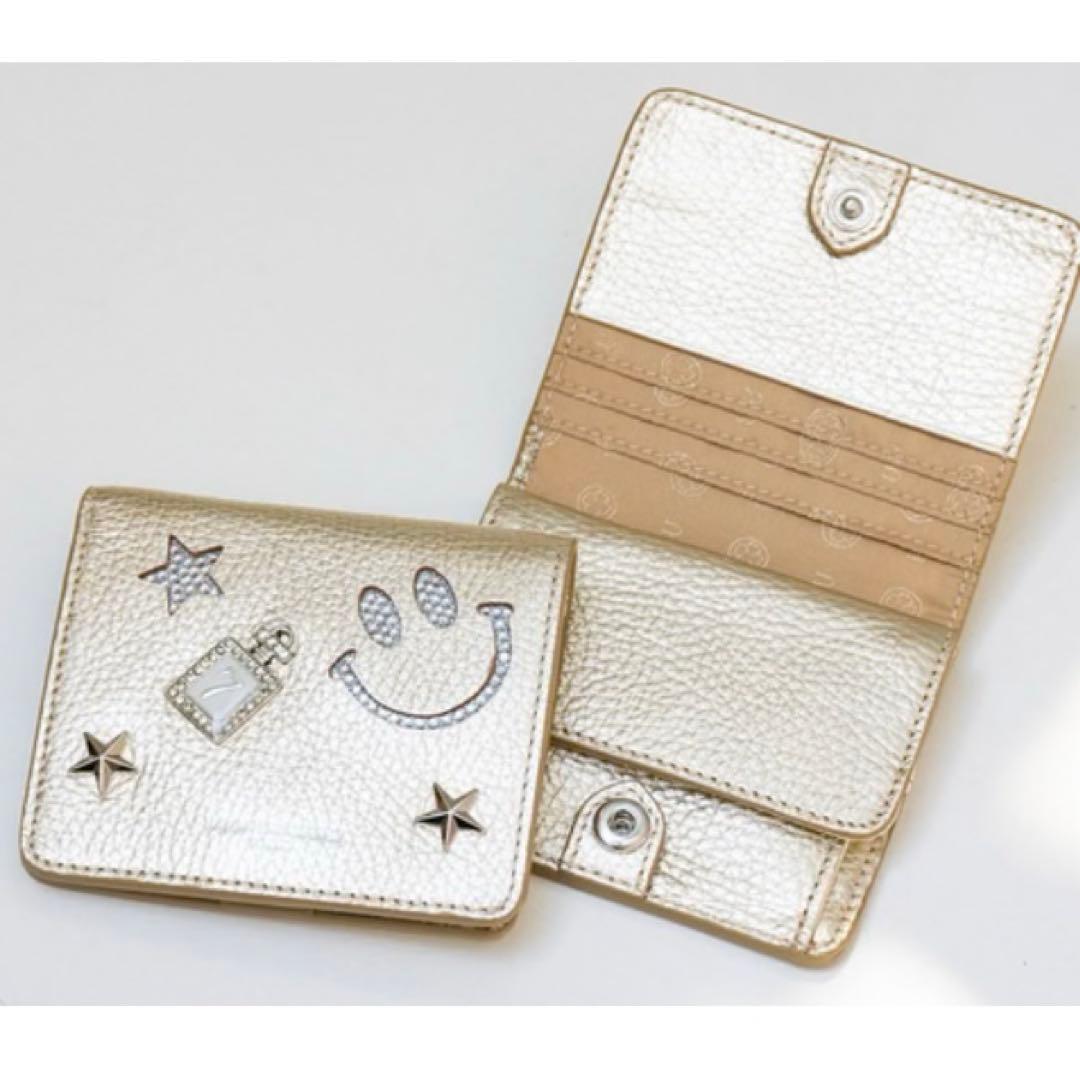 サロンドアルファード　ルクーチェ　二つ折りミニ財布　ゴールド　スマイル