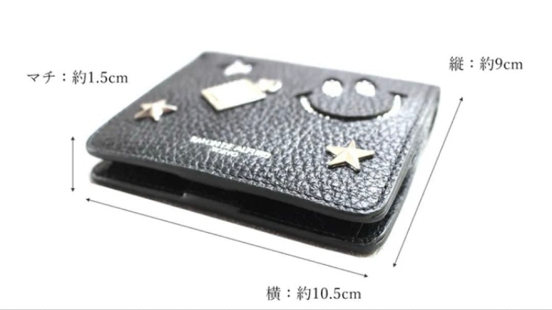 サロンドアルファード　ルクーチェ　二つ折りミニ財布　ゴールド　スマイル