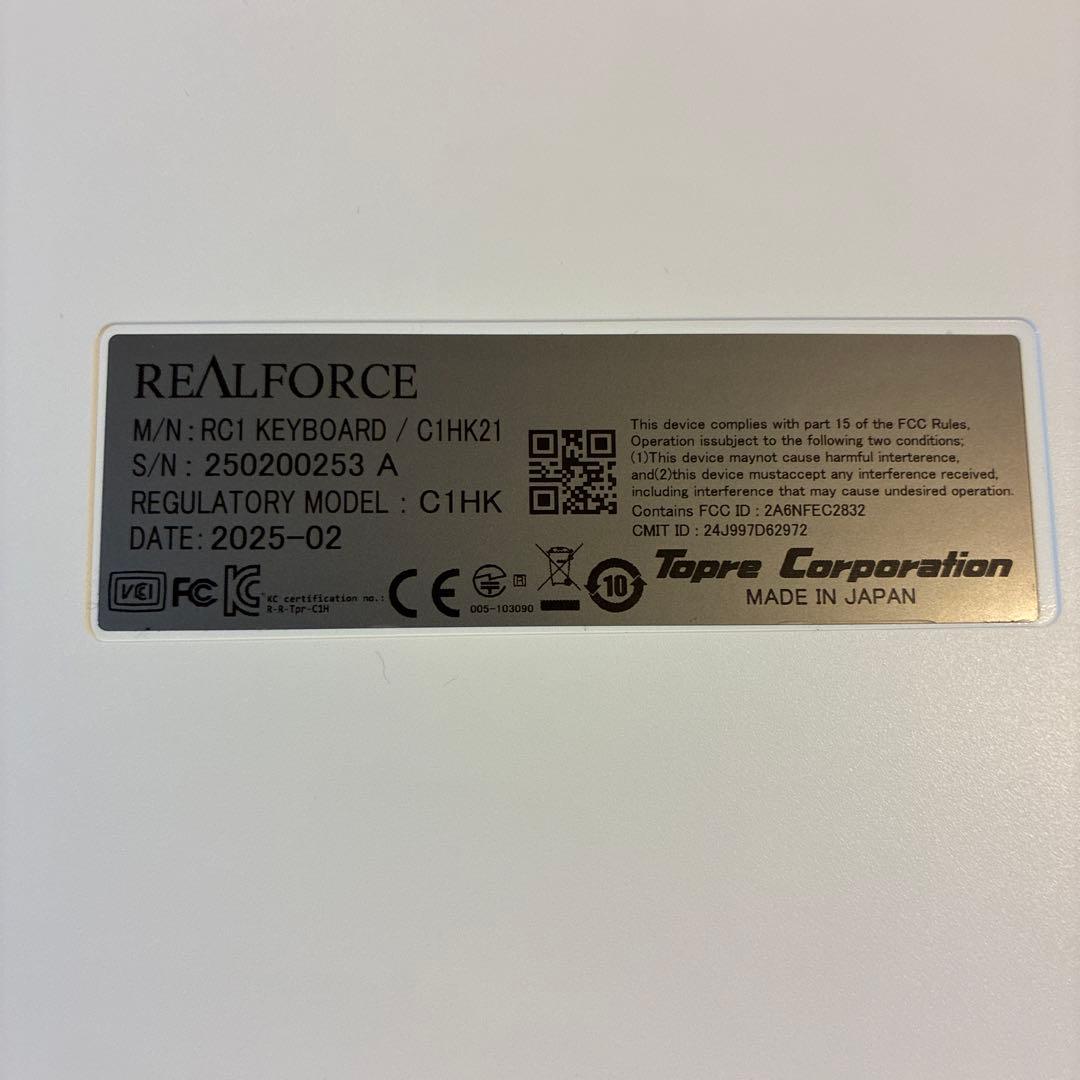 REALFORCE RC1 KEYBOARD / C1HK21 英語配列