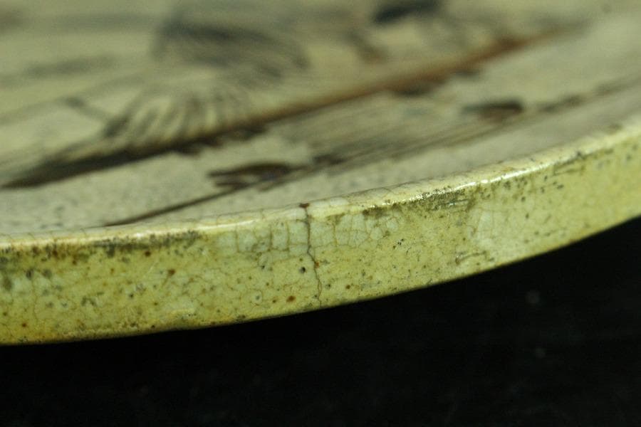 絵瀬戸 行燈皿 碗 時代物 二件(K-YC584)