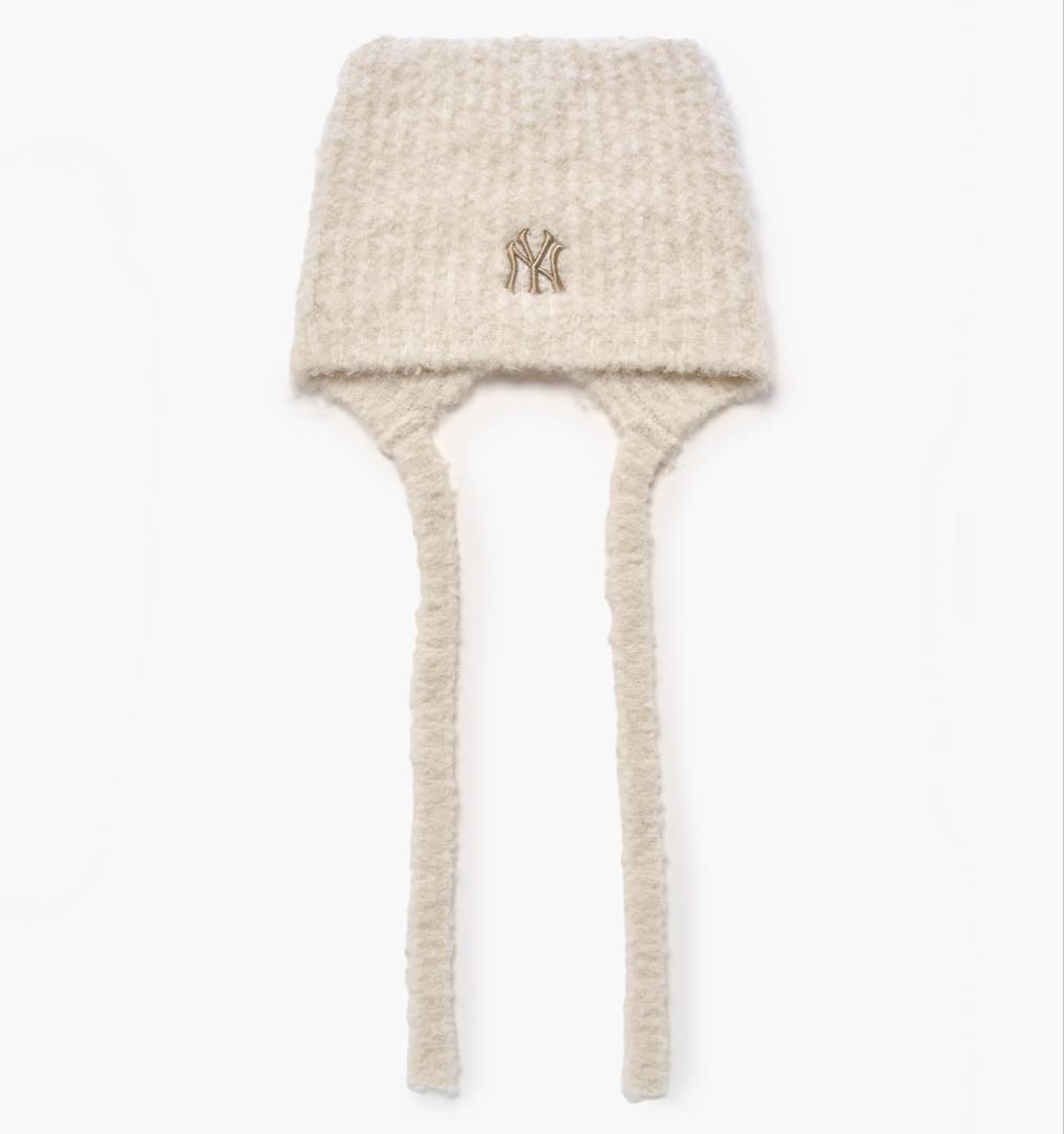 ラスト1点☆MLB Korea 猫耳 ミャオン ビーニー 紐付き 韓国限定 白