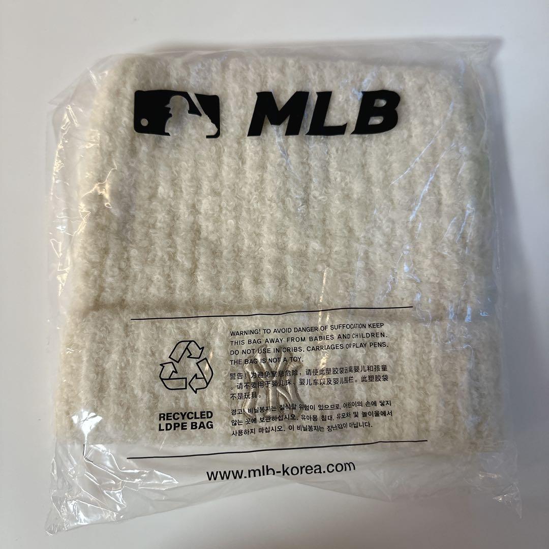 ラスト1点☆MLB Korea 猫耳 ミャオン ビーニー 紐付き 韓国限定 白