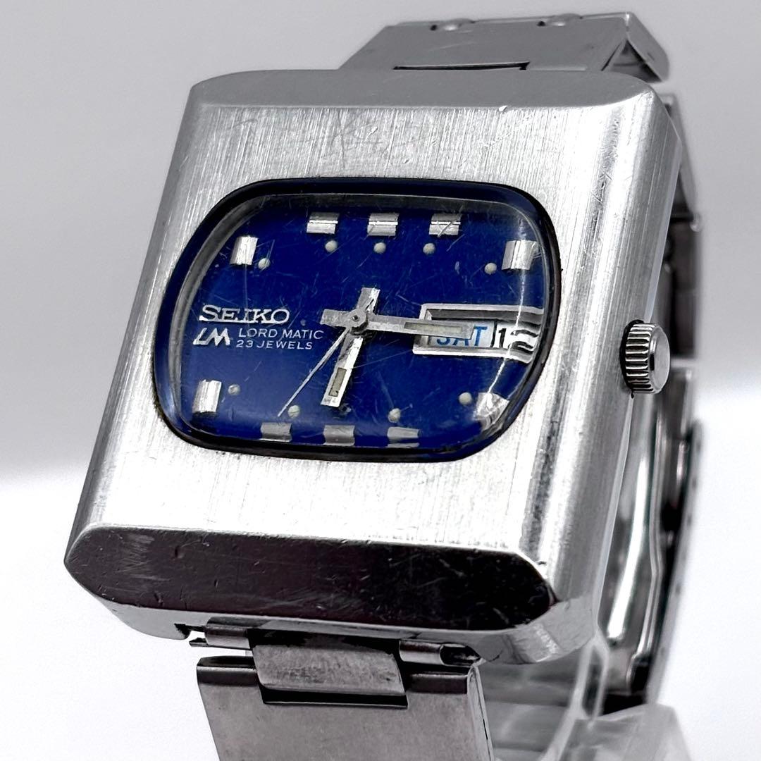 セイコー ロードマチック 青文字盤 スクエア アンティーク 23石 状態考慮