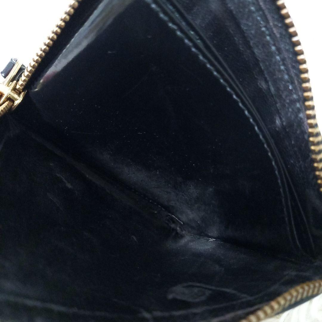 ●良品●　コムデギャルソン　ポルカドット　エンボス　エナメル　L字　財布　黒