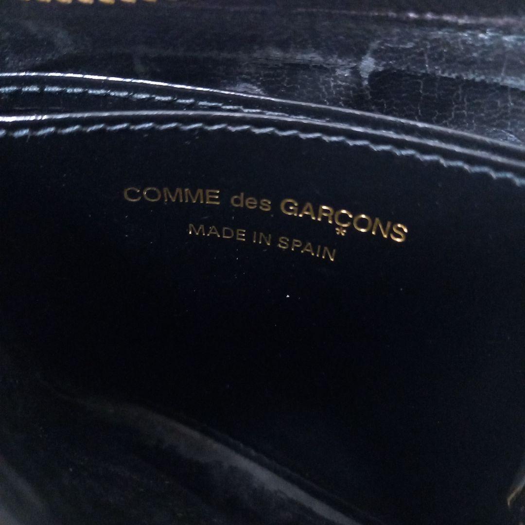 ●良品●　コムデギャルソン　ポルカドット　エンボス　エナメル　L字　財布　黒