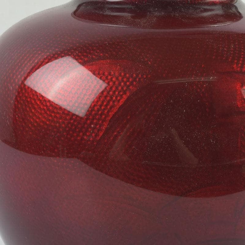 七宝焼　尾張佐藤七宝店謹製　赤透釉　四君子文　花瓶　V　9310