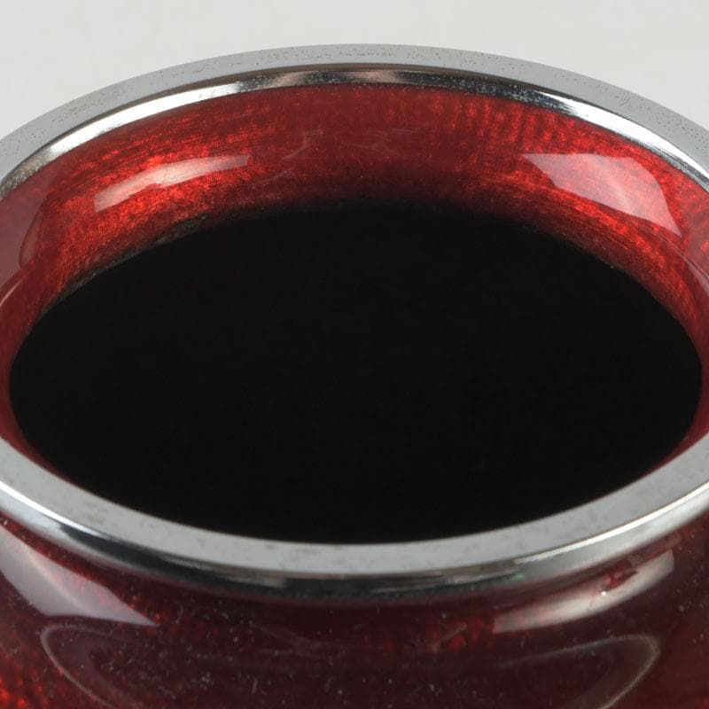 七宝焼　尾張佐藤七宝店謹製　赤透釉　四君子文　花瓶　V　9310