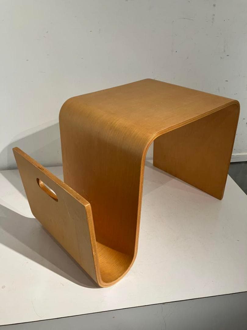 プライウッド、マガジンラック付きサイドテーブル、ミッドセンチュリー、北欧、モダン