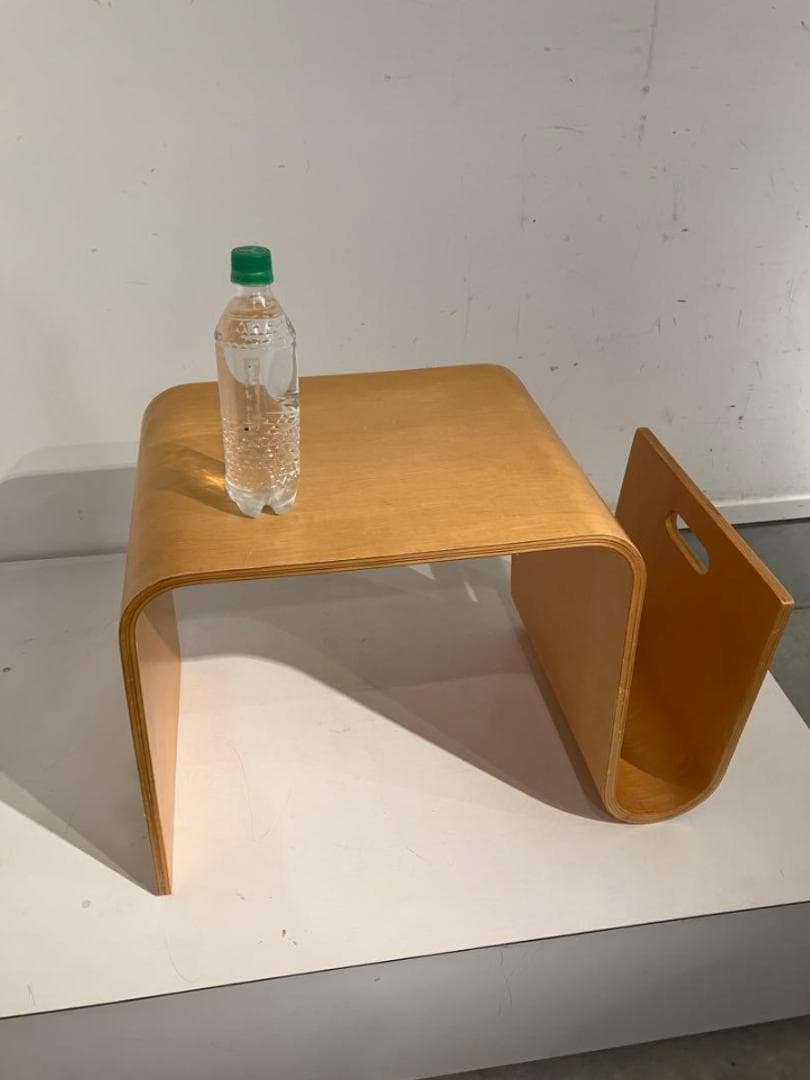 プライウッド、マガジンラック付きサイドテーブル、ミッドセンチュリー、北欧、モダン