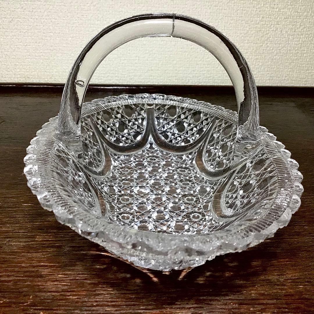 和ガラス◆ガラス鉢 2点◆大正ロマン アンティーク オーバル 取手付き