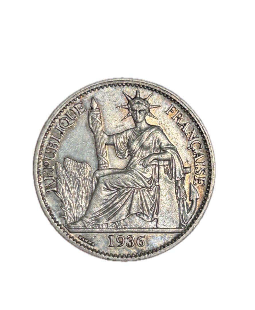 1936年 フランス インドシナ 50セント 銀貨