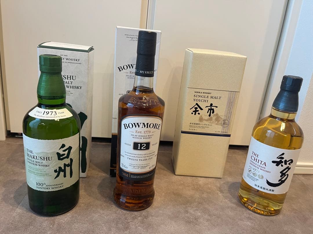 白州100周年、余市、ボウモア12年、知多セット