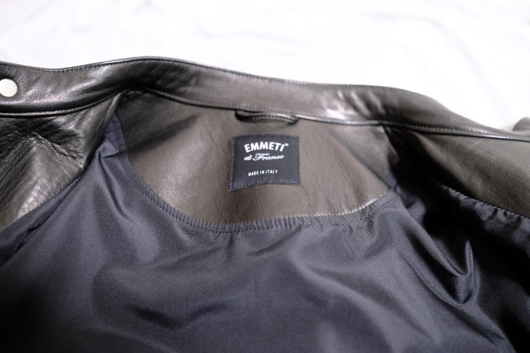 【美品】 EMMETI H UOMO シングルライダースレザージャケット