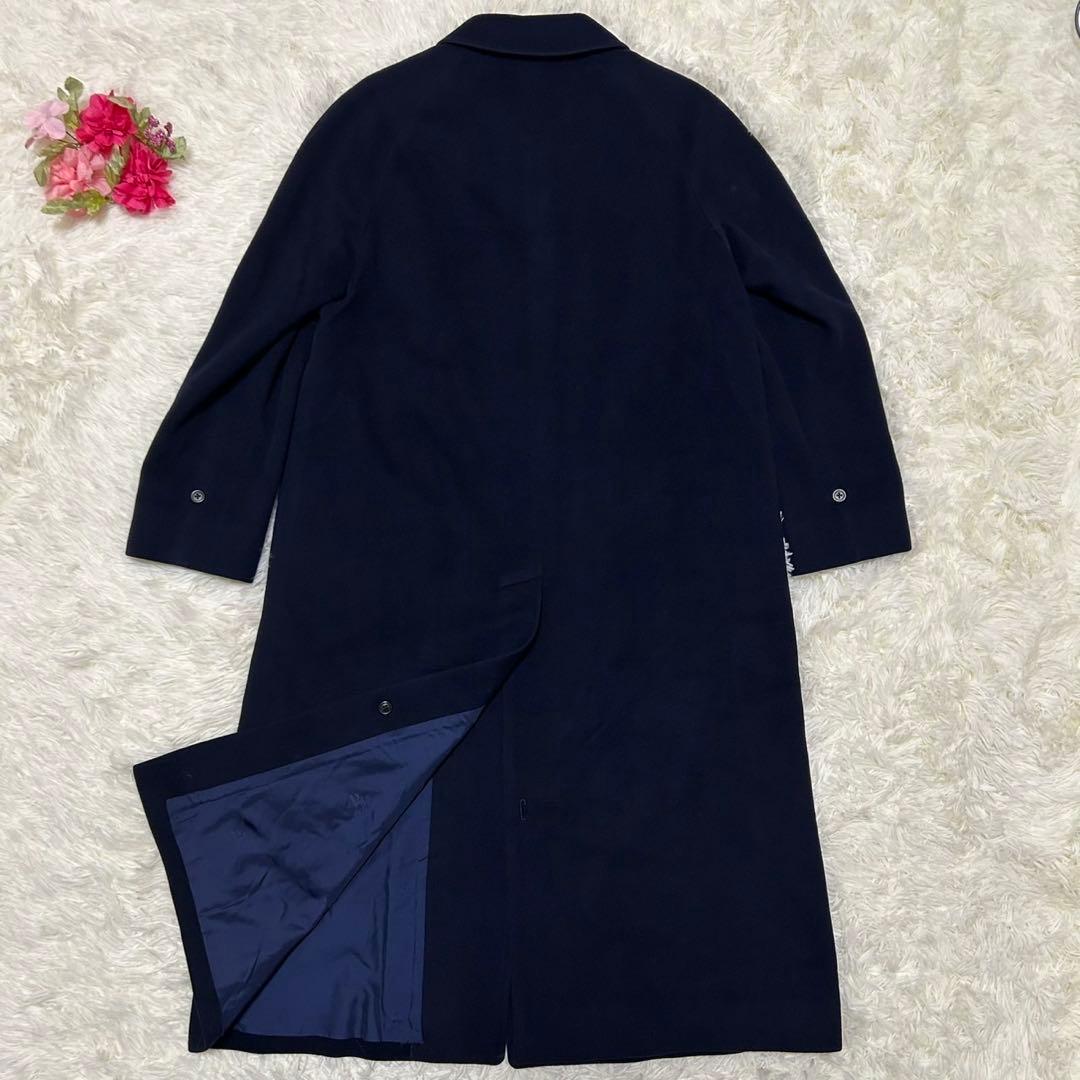 【美品/L】バーバリー チェスターコート アウター カシミヤ15% Aライン 紺