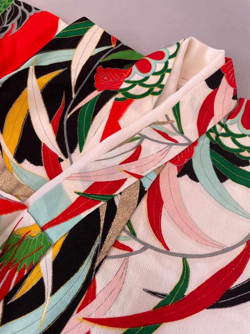 七五三　アンティークお着物セット　３歳　作り帯コーデ　髪飾り付き