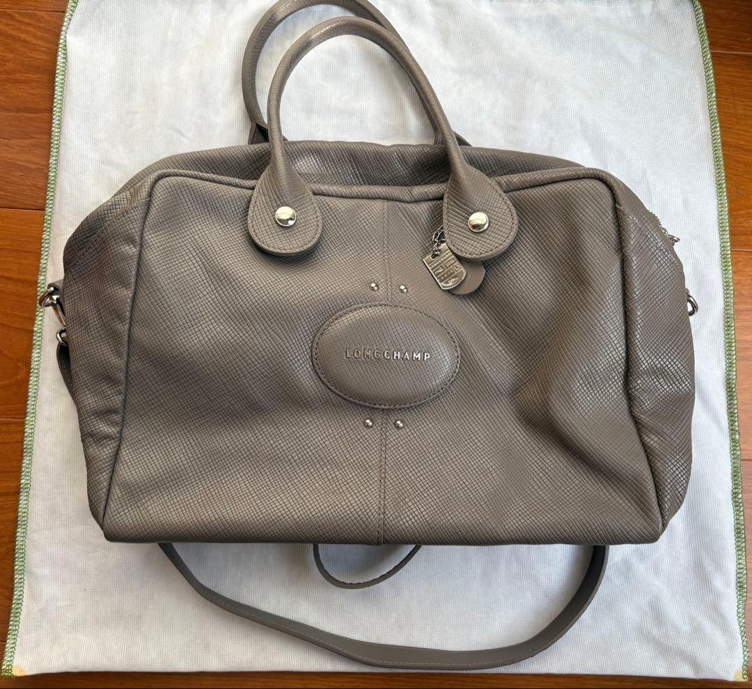 【極美品】ロンシャン ボストン クアドリ 2way レザー グレージュ