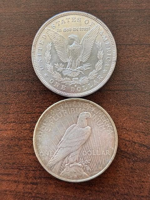 アメリカドル　モルガンダラー銀貨1879S＆ピース銀貨1924Pセット