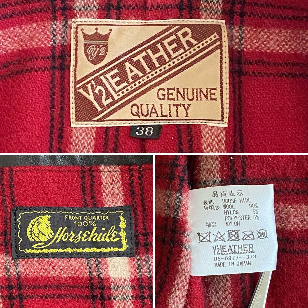 美品/38 Y’2 LEATHER HVR-42 馬革 ライダースジャケット 黒