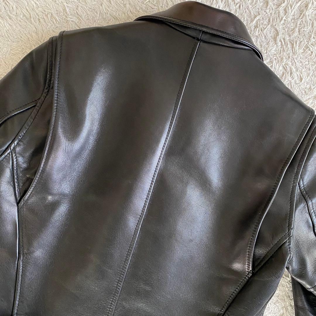 美品/38 Y’2 LEATHER HVR-42 馬革 ライダースジャケット 黒