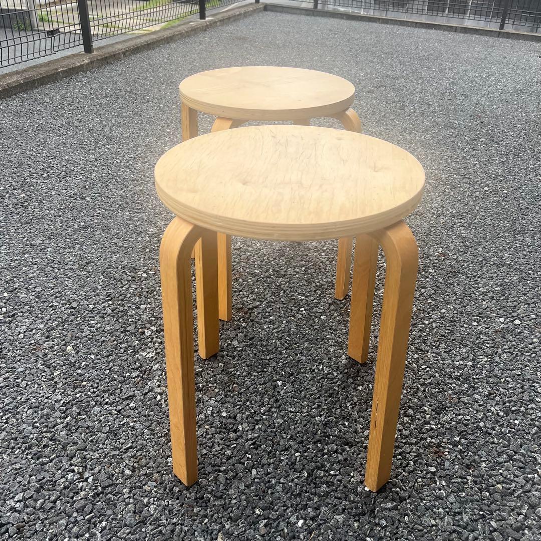廃盤品　IKEA イケア　フロスタ　スツール　2脚　スタッキングチェア　天然木