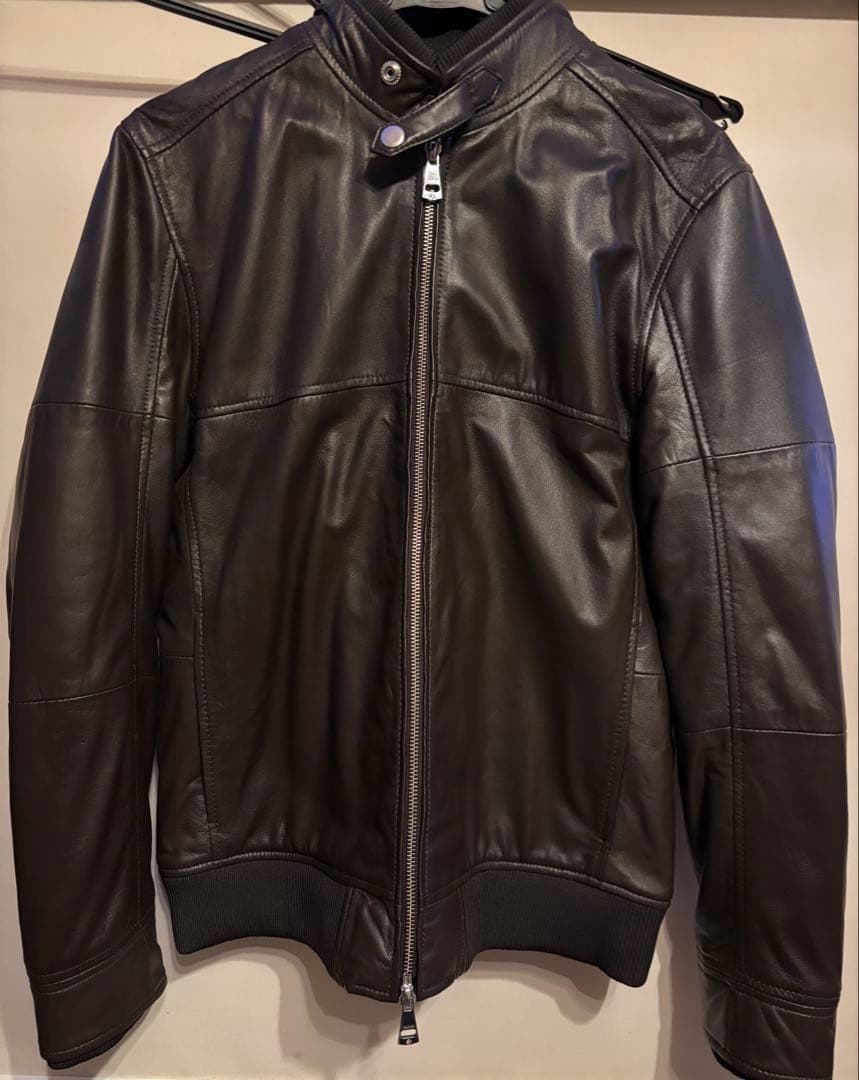 AKM Contemporaryレザーブルゾン ライダースジャケット ブラウン