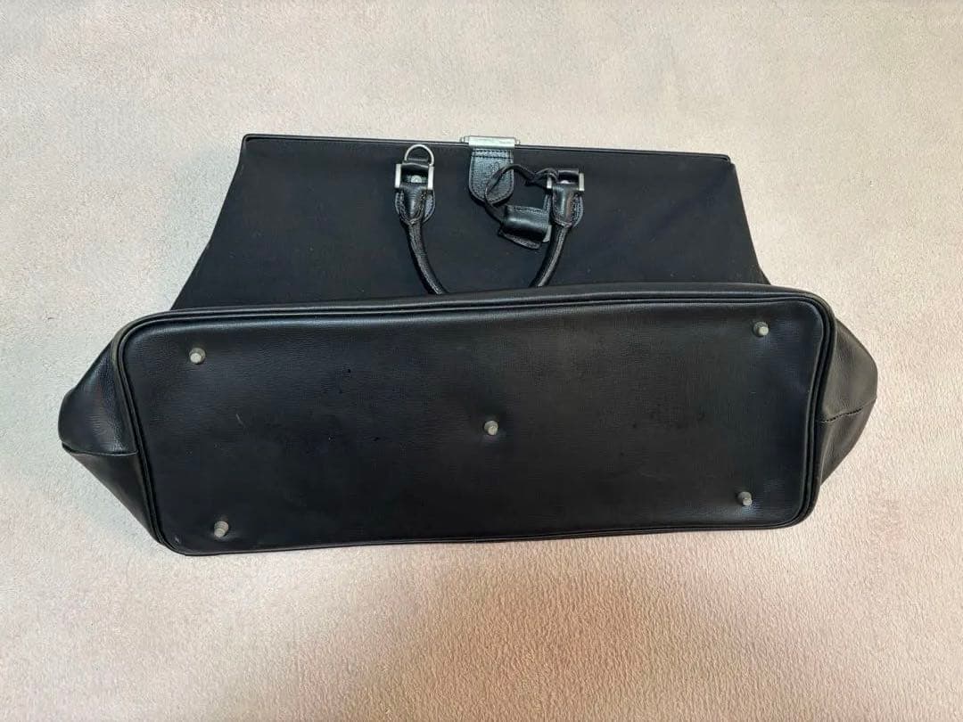 アニエスベー ブラック キャンバス レザーボストンバッグ　旅行用