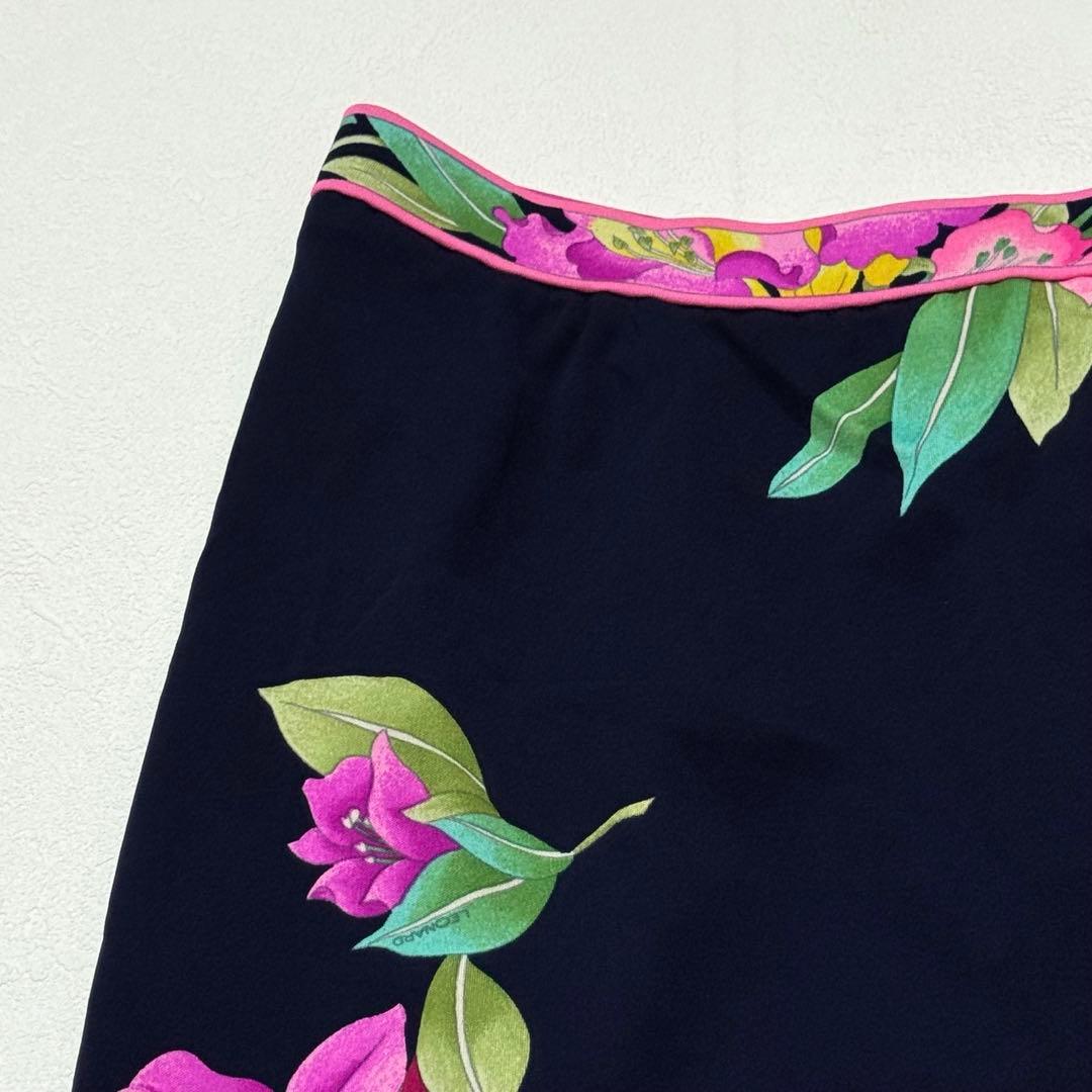 大きいサイズ LEONARD レオナール シルク100％ スカート 花柄 42