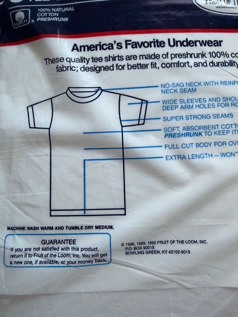 XLサイズ　80's FRUIT OF THE LOOM 無地3P Tシャツ