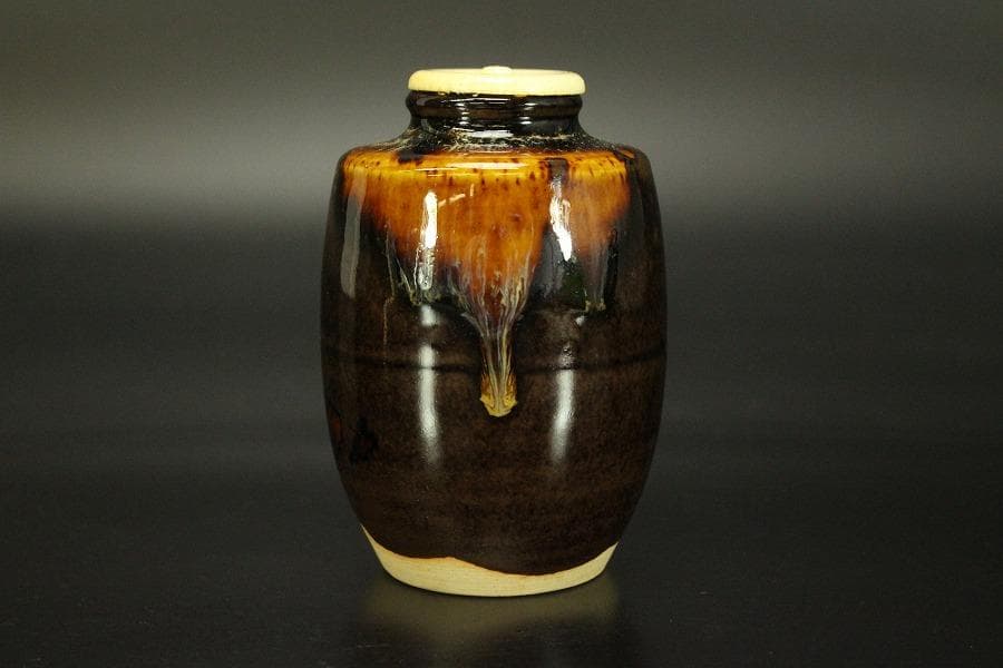 茶道具 肩衝茶入 良蓋 仕服 共箱(RC940)