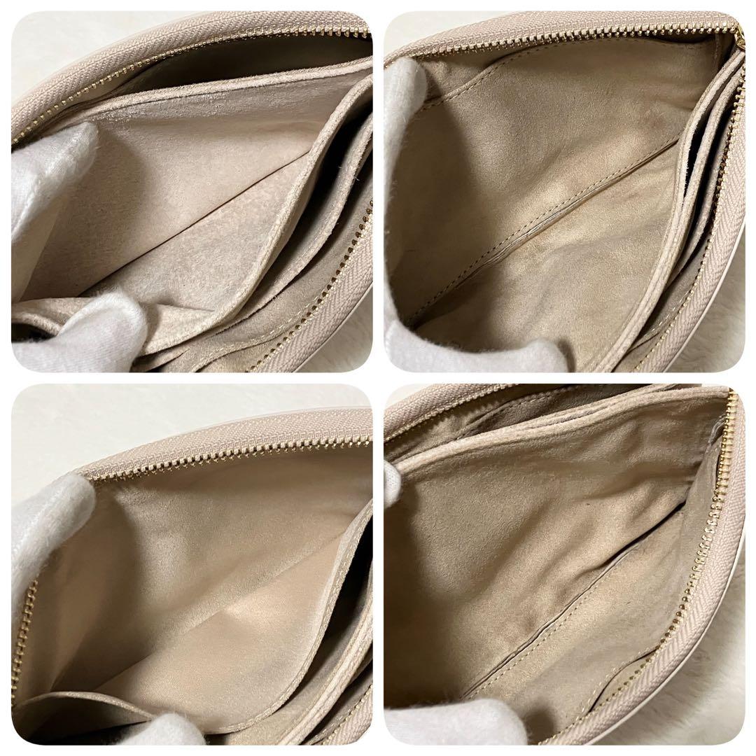 未使用級 ATAO ブーブー ショルダー バッグ 長財布 ポーチ シボ革 白