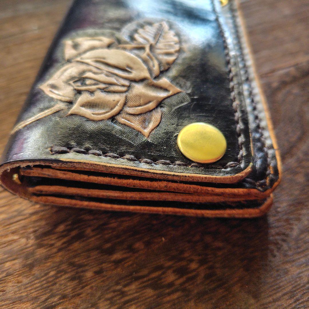 ヒカリさん専用品 チェーン＆小判カン付き トラッカーウォレット 黒×ラベンダー