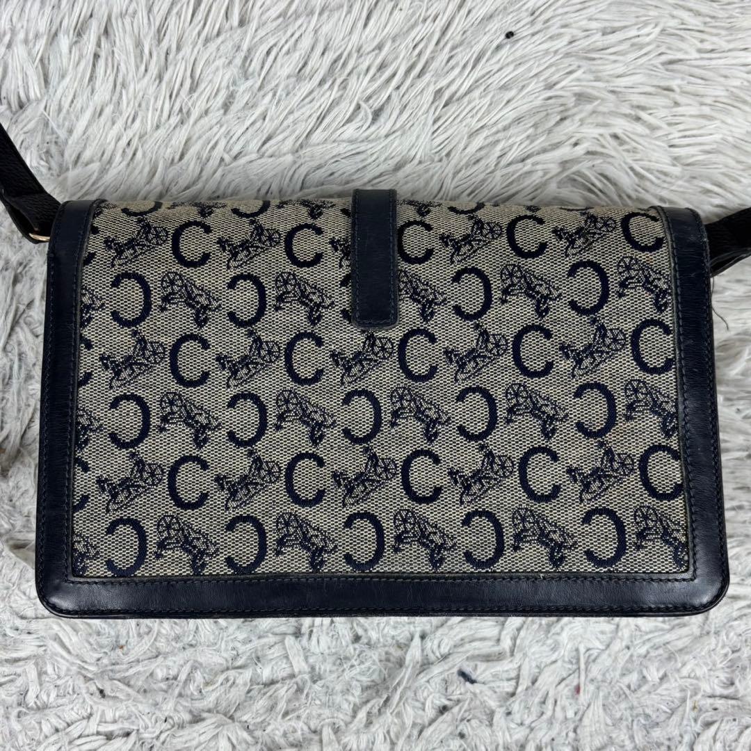 美品 セリーヌ キャンバス ショルダーバッグ Cマカダム ジャッキー ネイビー