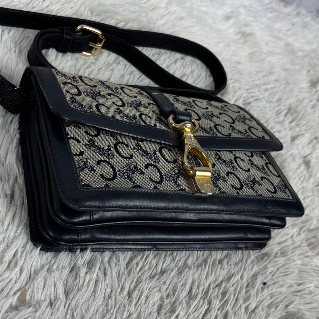 美品 セリーヌ キャンバス ショルダーバッグ Cマカダム ジャッキー ネイビー