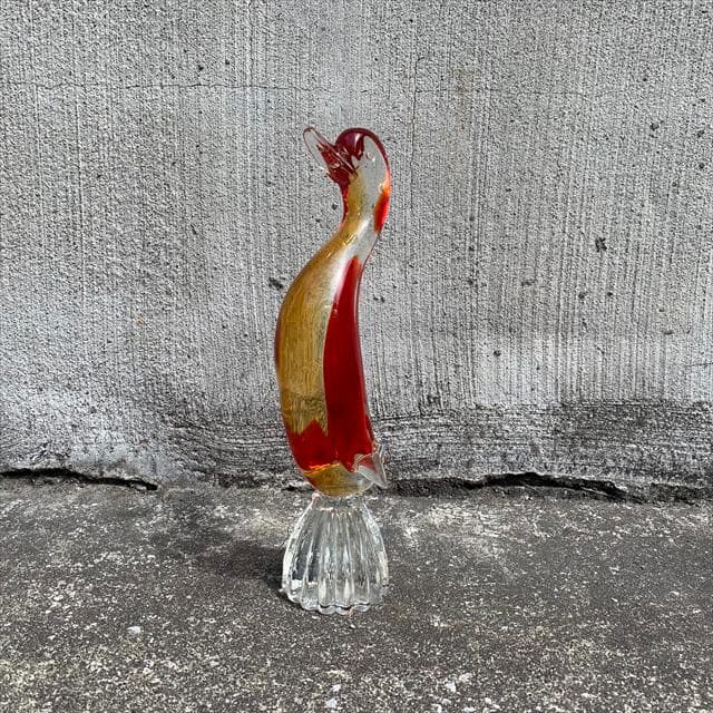 Salviati｜murano/ムラーノ｜ガラスオブジェクト｜赤｜鳥｜