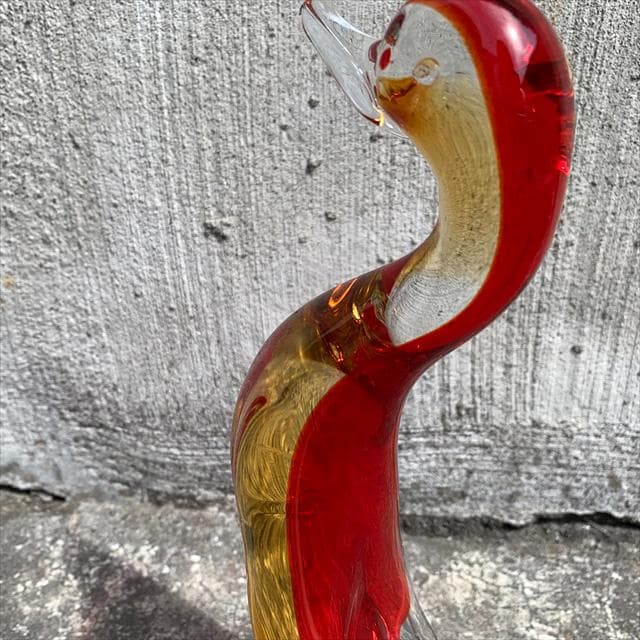 Salviati｜murano/ムラーノ｜ガラスオブジェクト｜赤｜鳥｜