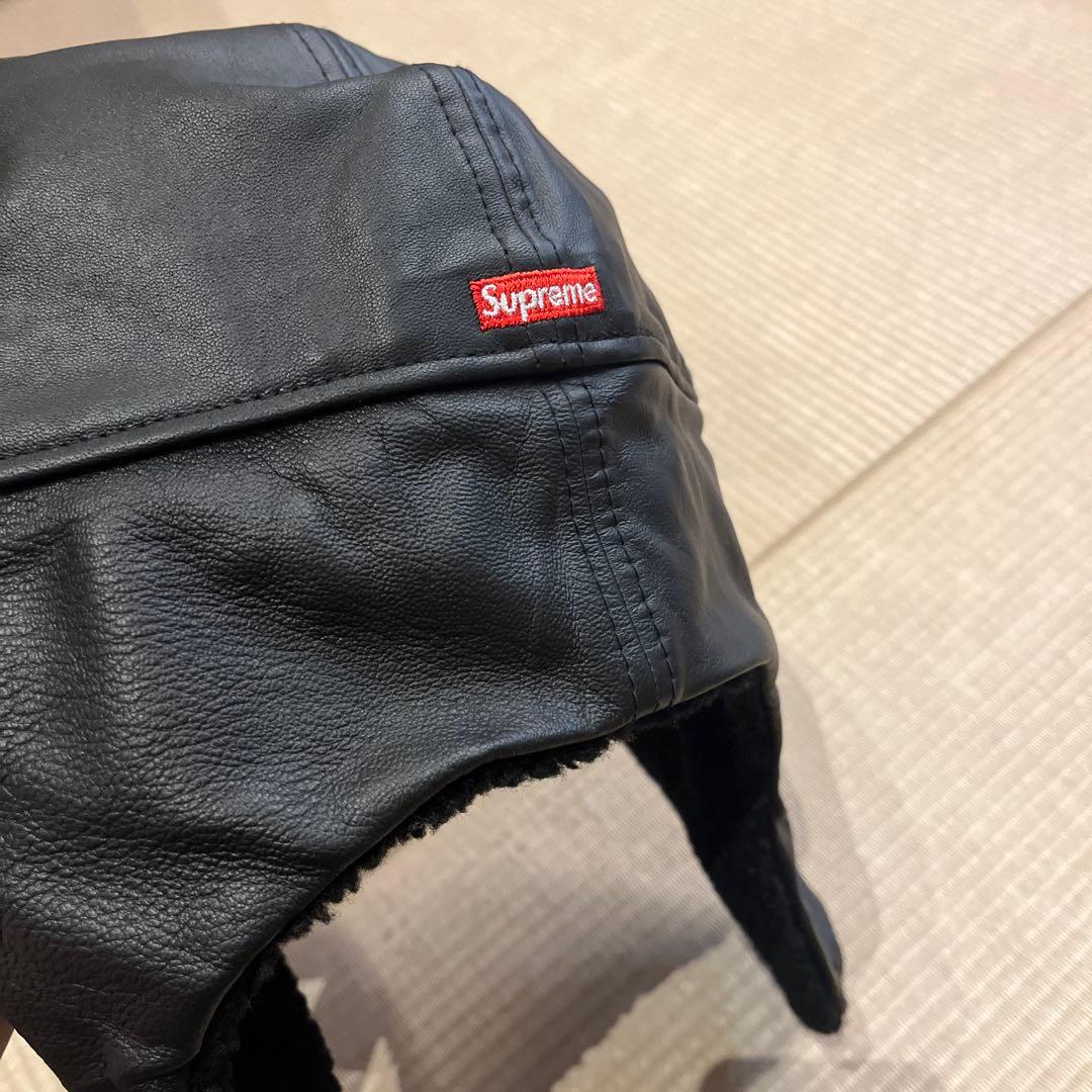 シュプリーム　レザーキャップ　ドックイヤー