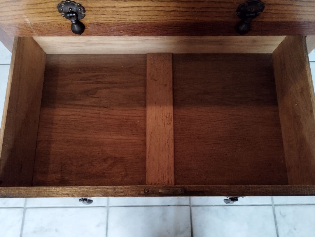 【発送11月末〜アンティーク 木製ドレッサー ミラー/コンセント付き/引出し2段