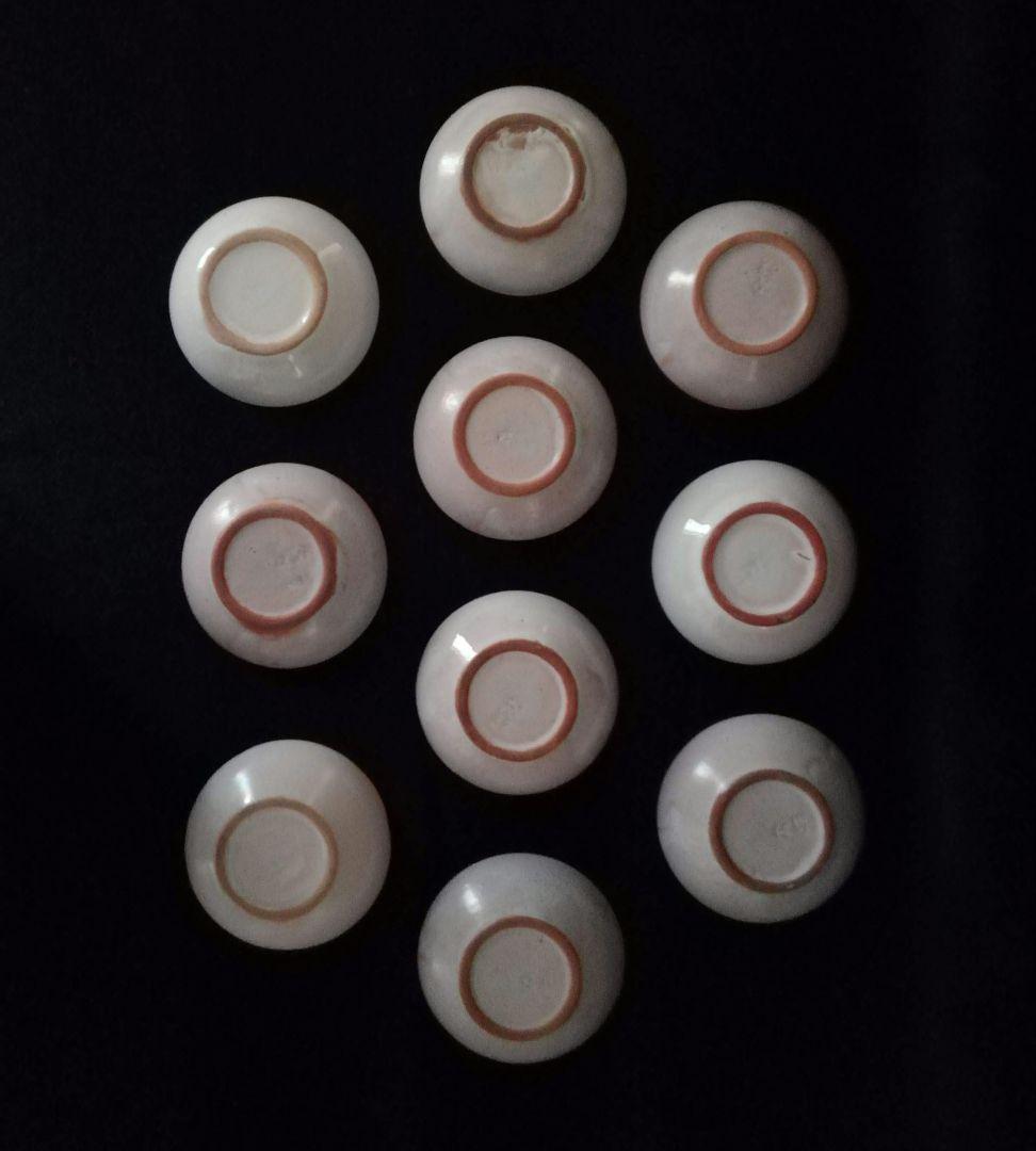 超レア　逸品　マジョリカ古窯　色絵輪線紋小皿　10客　明治期　時代箱付き