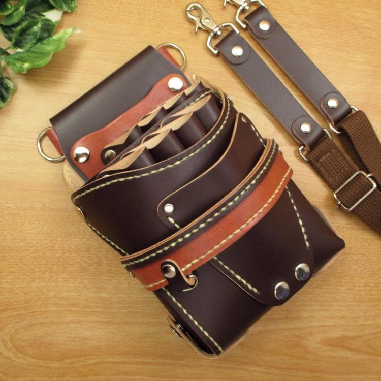 【トリマー向き】 ダークブラウン　８丁差し　シザーケース　TSC-13/CDB