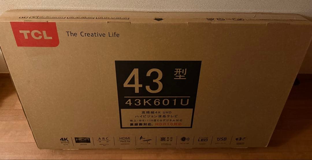 美品　TCL 43V型 4K対応 液晶テレビ 43K601U