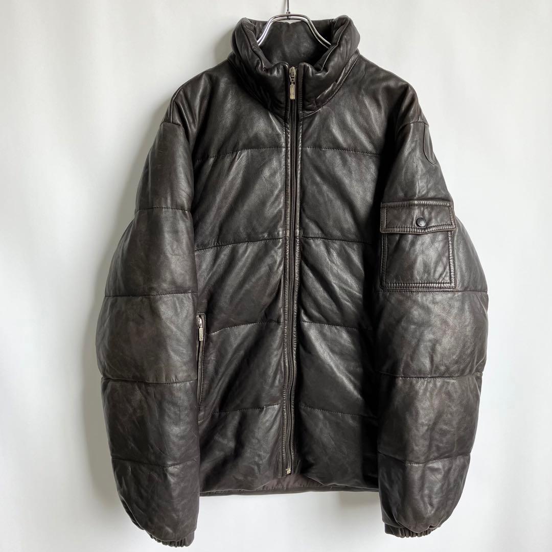 00s モンクレール 茶タグ レザー ダウンジャケット Moncler