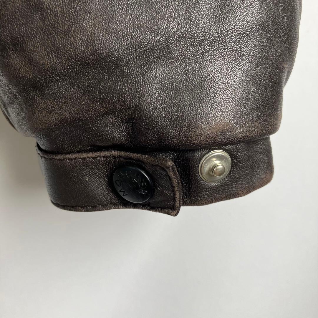 00s モンクレール 茶タグ レザー ダウンジャケット Moncler