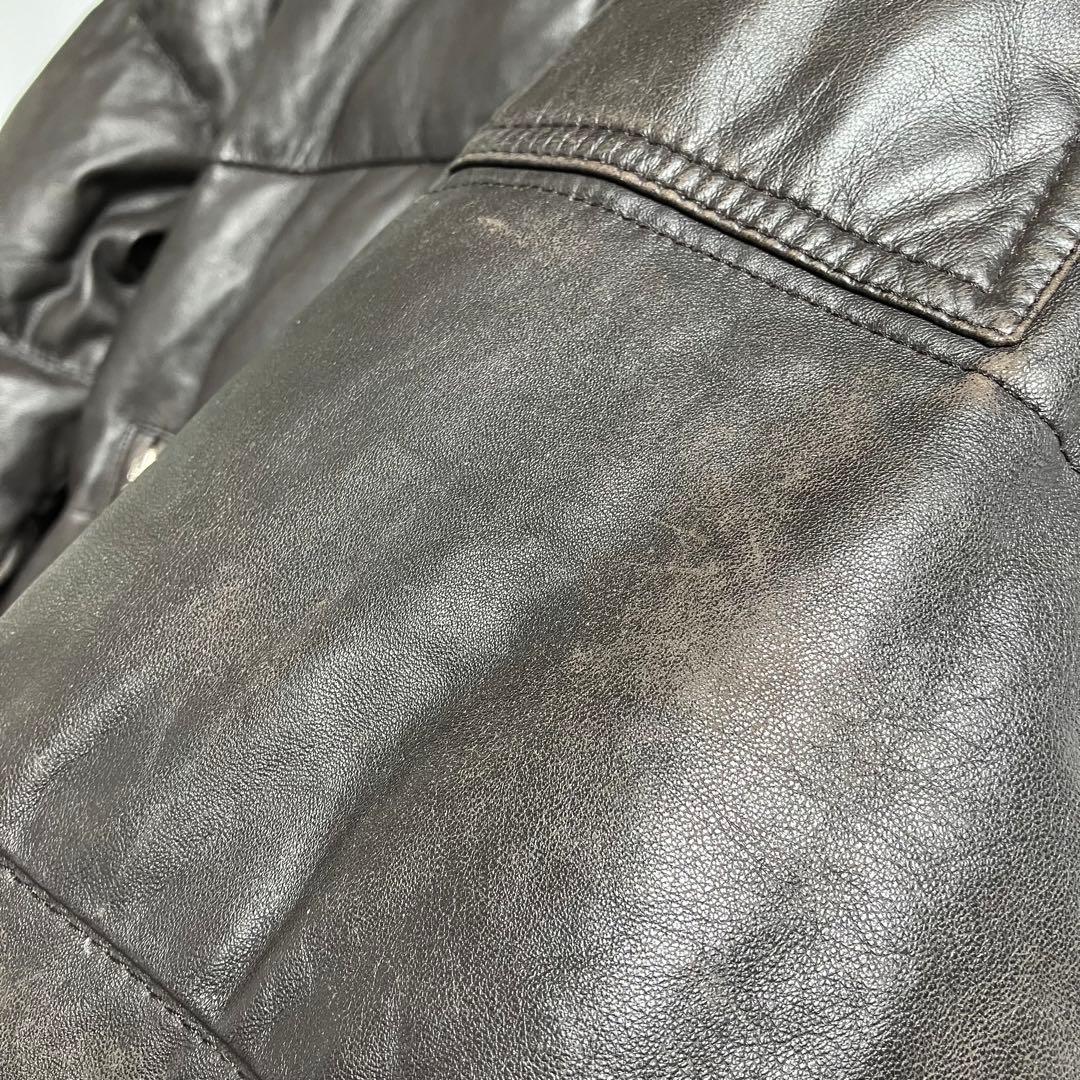 00s モンクレール 茶タグ レザー ダウンジャケット Moncler