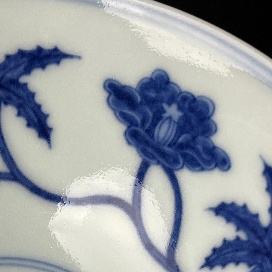 唐物 青花花紋碗 大明成化年製 款 中国美術 古玩 SH92