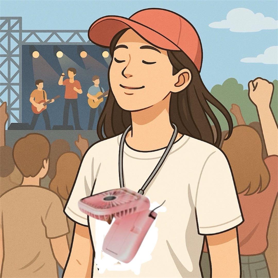 【首かけOK】　ハンディファン 手持ち扇風機 充電　モバイルバッテリー　緑 海