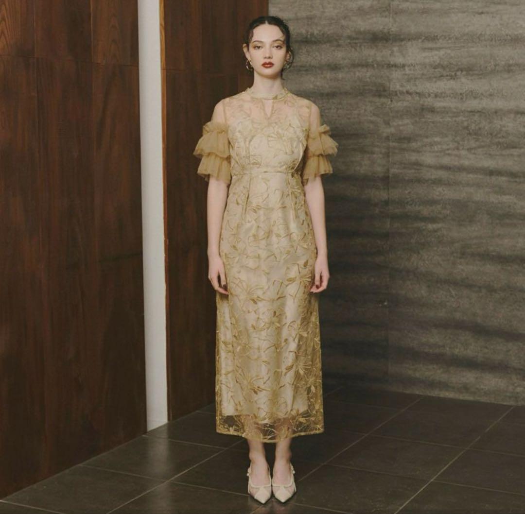 ANDRESD key neck embroidery dress Mサイズ