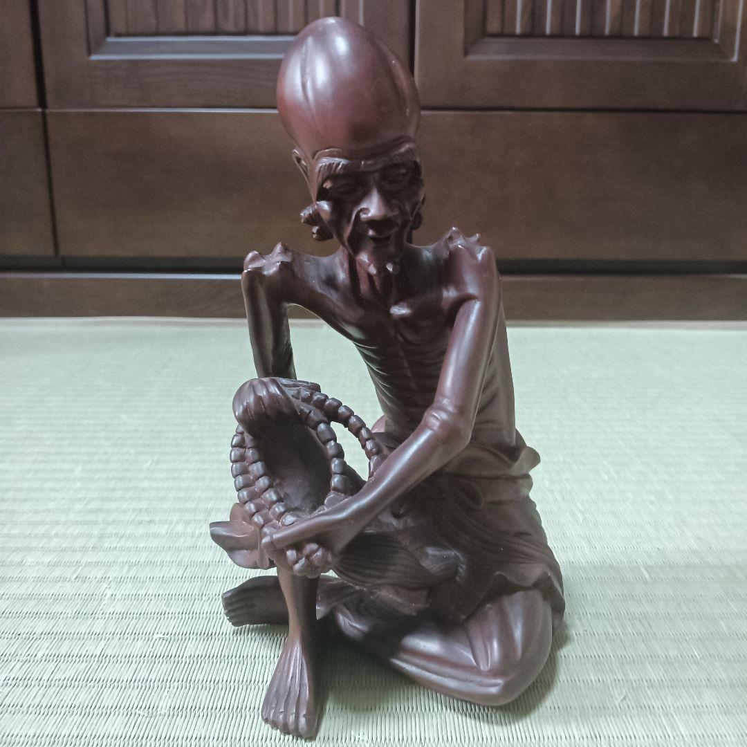 木製　中国　黄楊彫刻 釈迦苦行仏　彫刻　古美術　骨董　唐木黄楊木　寺院　仏教