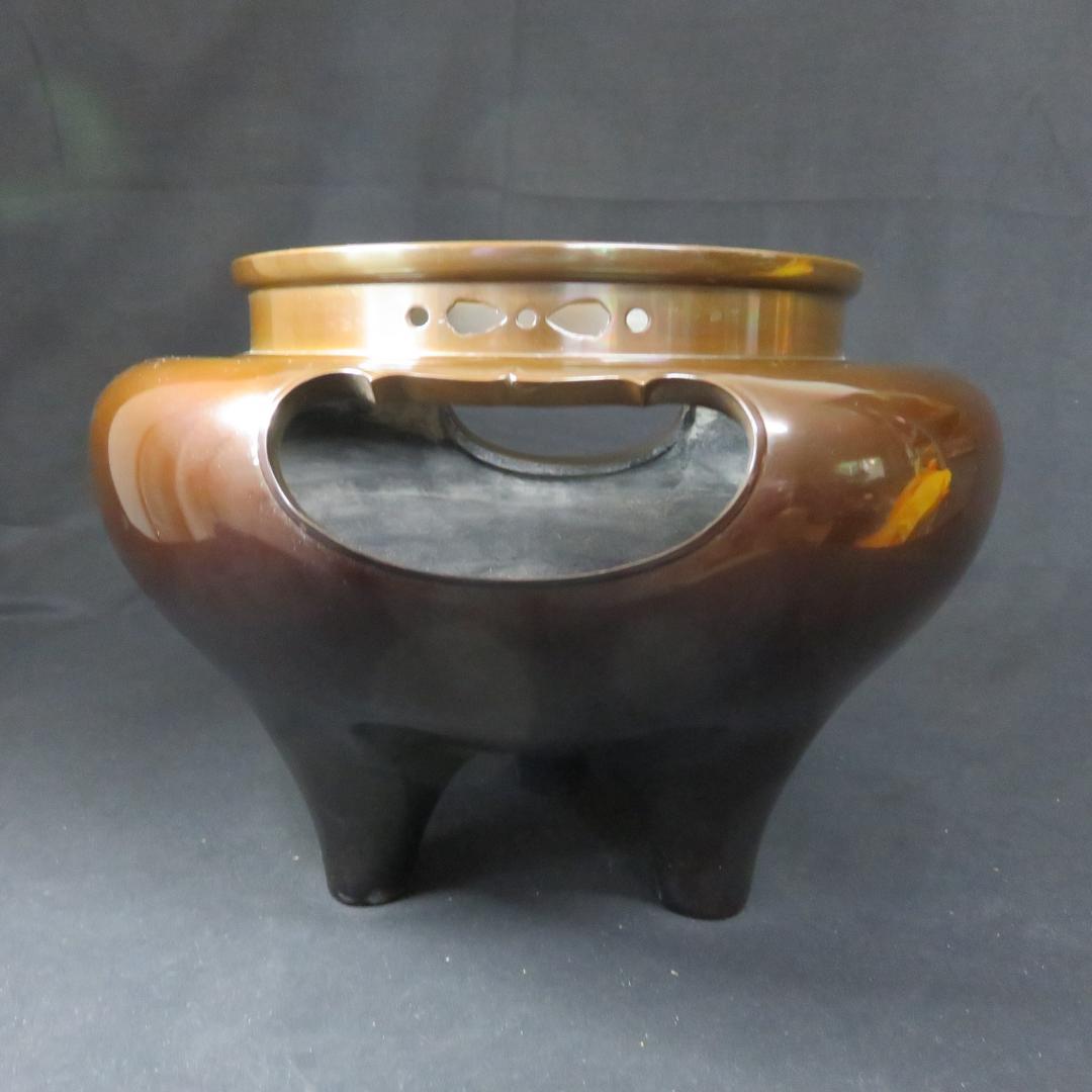 風炉釜 茶道具 茶器 高橋敬典 人間国宝 唐銅朝鮮風炉 木箱 共箱