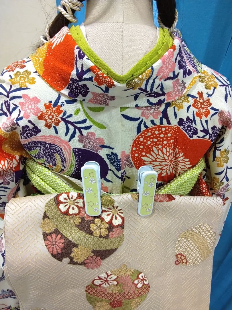 【専用】、正絹振袖、我妻紅型落款、重ね衿帯揚げ帯締め、袋帯、長襦袢★