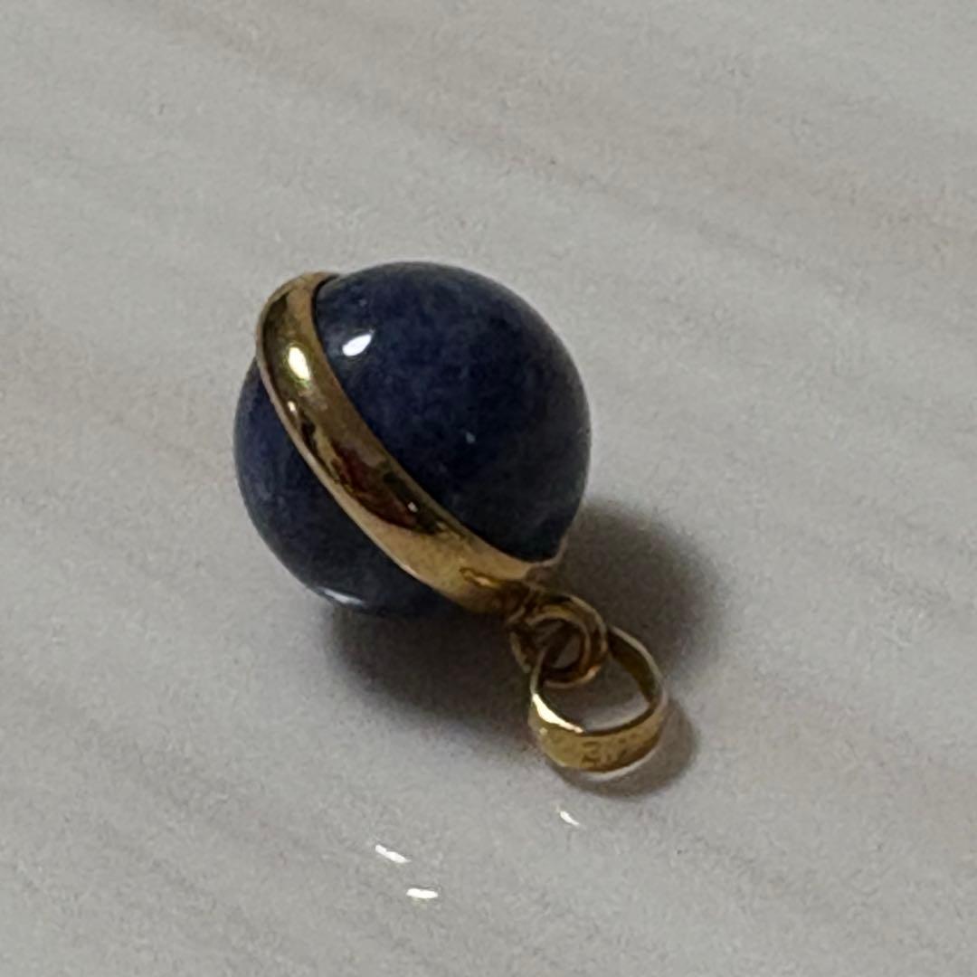 k18青色石の球形ペンダント